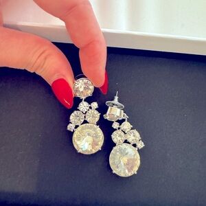 Silver diamond drop studs